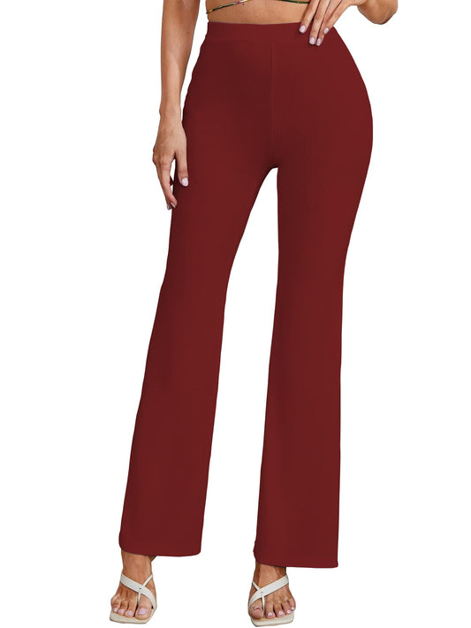 Shasmi Maroon Womens Yoga Dress Pants Stretchy Work Slacks Business Casual Office Bell-Bottom/Boot-Cut Elastic Waist Regular Fi