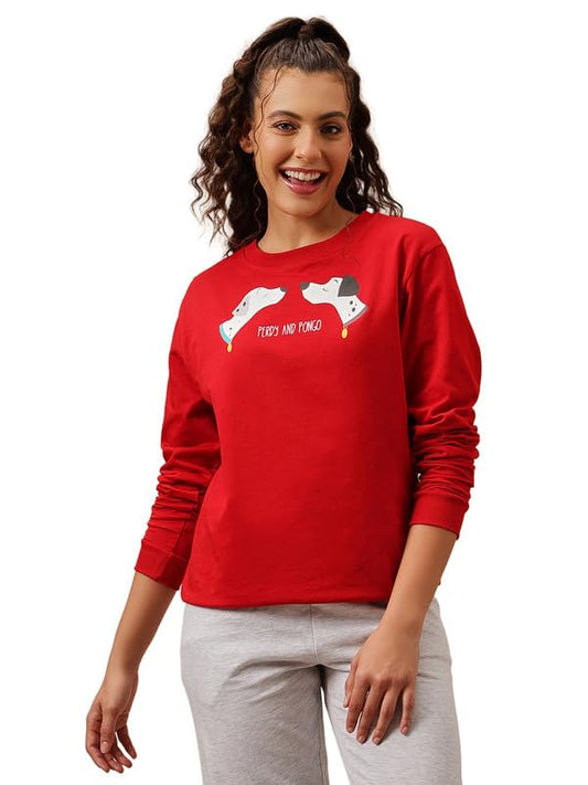 Clovia WomenS Terry Cotton Winterwear Sweatshirt (Ltw175P04_Cherry Red_M)