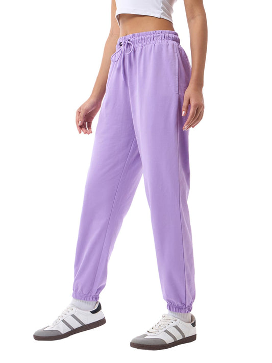 Bewakoof Womens Solid Oversized Joggers_609827_Purple_2XL