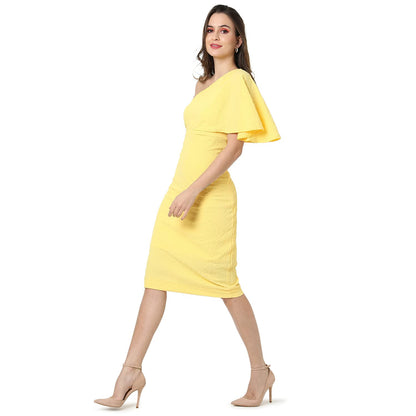 Campus Sutra Women Solid Design Stylish One Shoulder Casual Dresses(Ssmr22_Cswssdr5085)