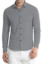 Finivo Fashion MenS Cotton Casual Plain Button Down Shirts Long Sleeve Textured Summer Beach Shirt For Men Grey
