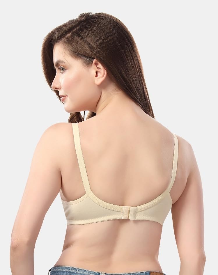 Fabme WomenS Cotton Non Padded Wire Free Seamless Bra Beige