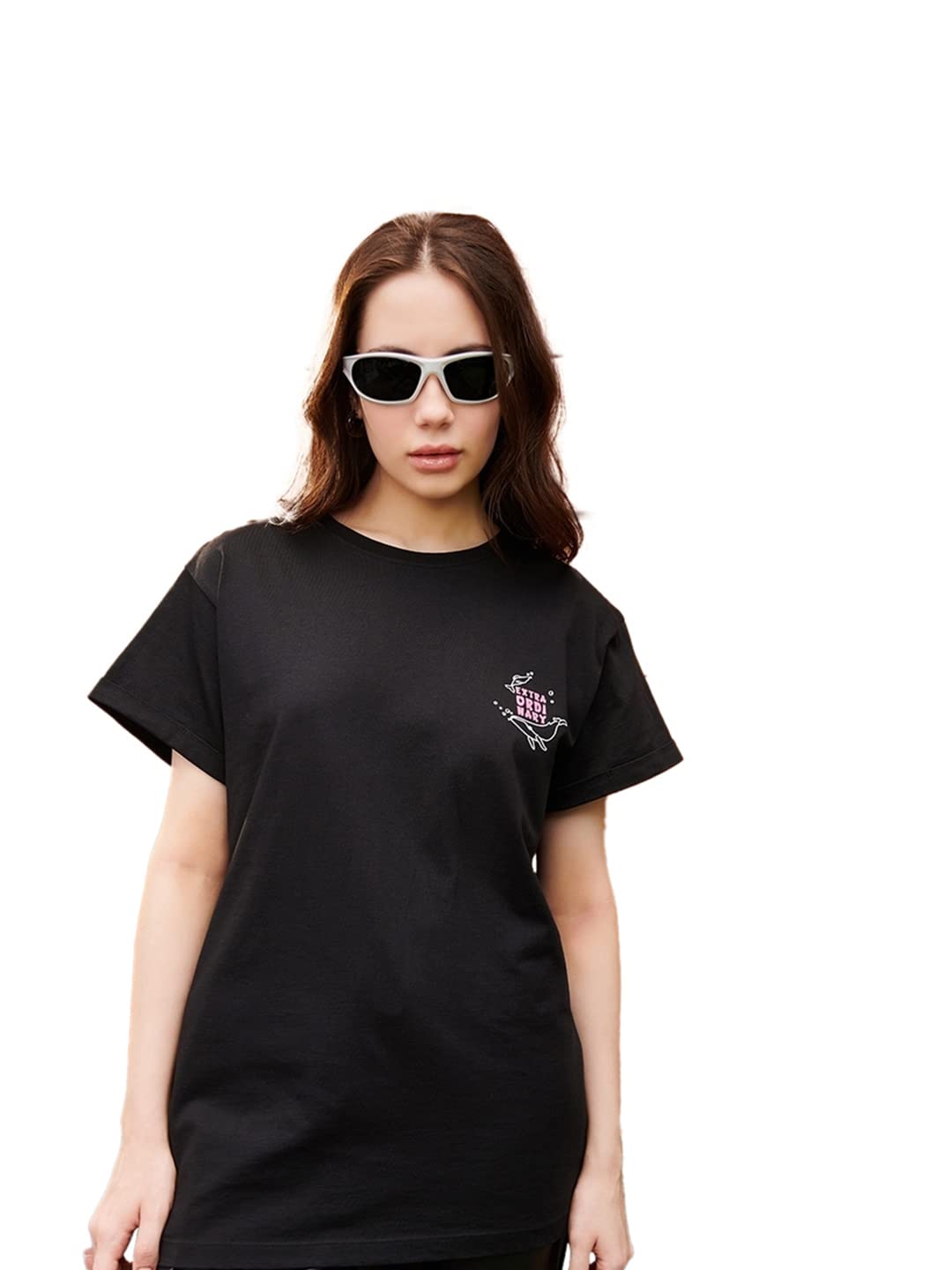 Bewakoof Womens Black Extradordinary Woo Graphic Printed Boyfriend T-Shirt