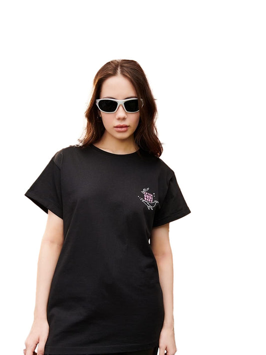Bewakoof Womens Black Extradordinary Woo Graphic Printed Boyfriend T-Shirt