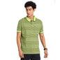 Turtle Men 100% Cotton Green Striped Polo Neck Half Sleeve Casual T-Shirt