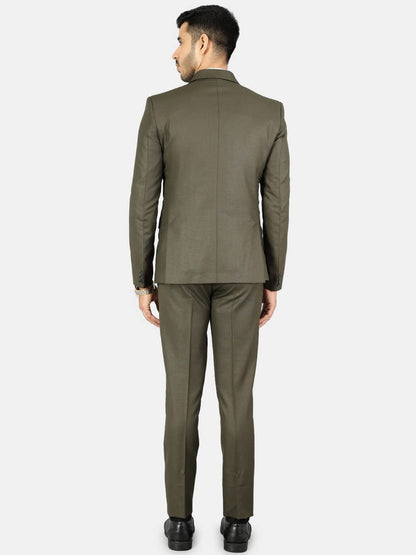 WINTAGE Mens Polyester Cotton Plain Green Three Piece Suit : 44/ XL