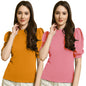 Tee Projekt Womens Solid Polyester T-Shirt for Women || Combo Summer T Shirts (Pack of 2)