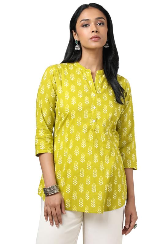 Soch Womens Green Cotton Floral Print Tunic