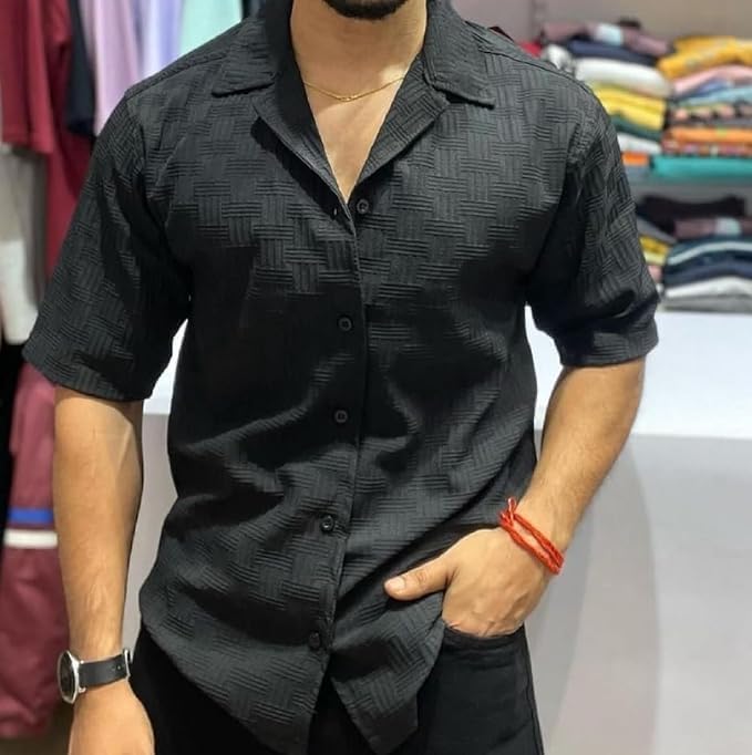 Funky Rich Funkyrich Textured Popcorn Shirts For Men || Casual Shirt For Men || Shirt For Men|| Men Stylish Half Sleeve Shirt ||