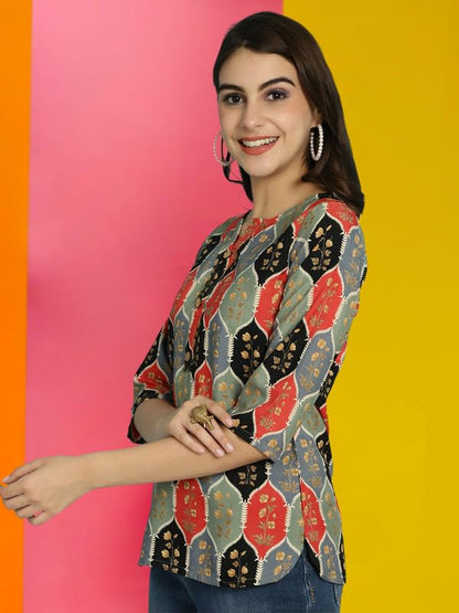 Pinkmint Women Combo Tunic Top for Women ll Fancy Crape Girls Tops ll Regular Fit Casual top (Pack of 3)