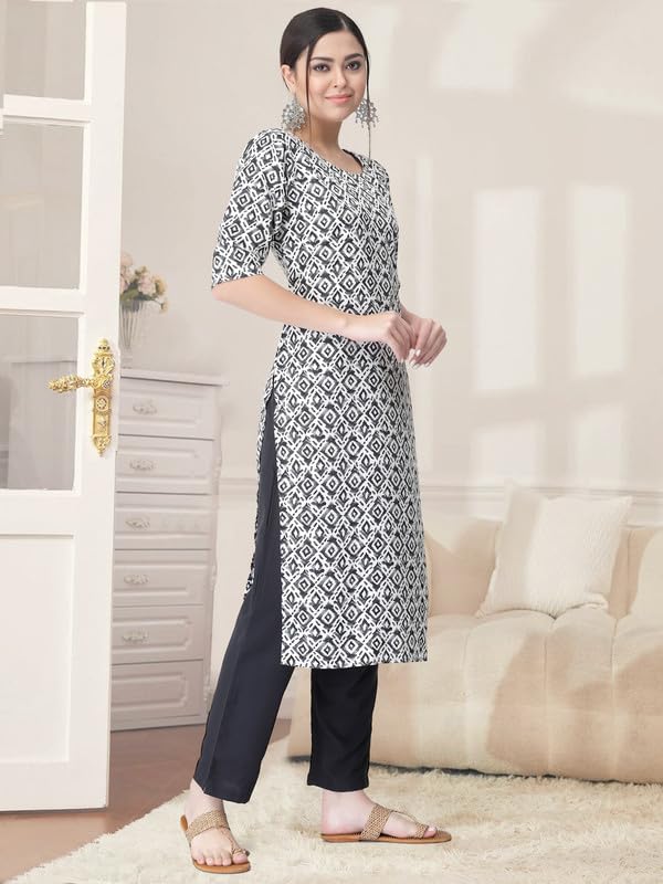 Pinkmint Kurta Set for Women Cotton Printed Straight Kurta with Pant (Pack of 1)