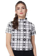 Kotty WomenS Casual Regular Sleeves Checkered White Top