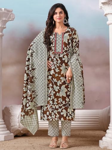 Varanga floral printed Kurta with mirror detailing paired with printed trouser and dupatta.