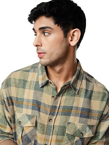 The Souled Store| Checks: Blue, Green, And Yellow Mens And Boys Shirts|Full Sleeve|Loose Fit Checks|100% Cotton Multicolored Men