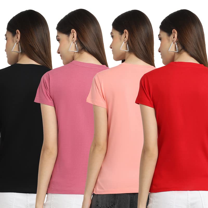 Preneum Womens Cotton Regular Fit Latest Graphic Stylish Printed Short Sleeves Casual T-Shirt || Trendy Designs & Stylish (Pack