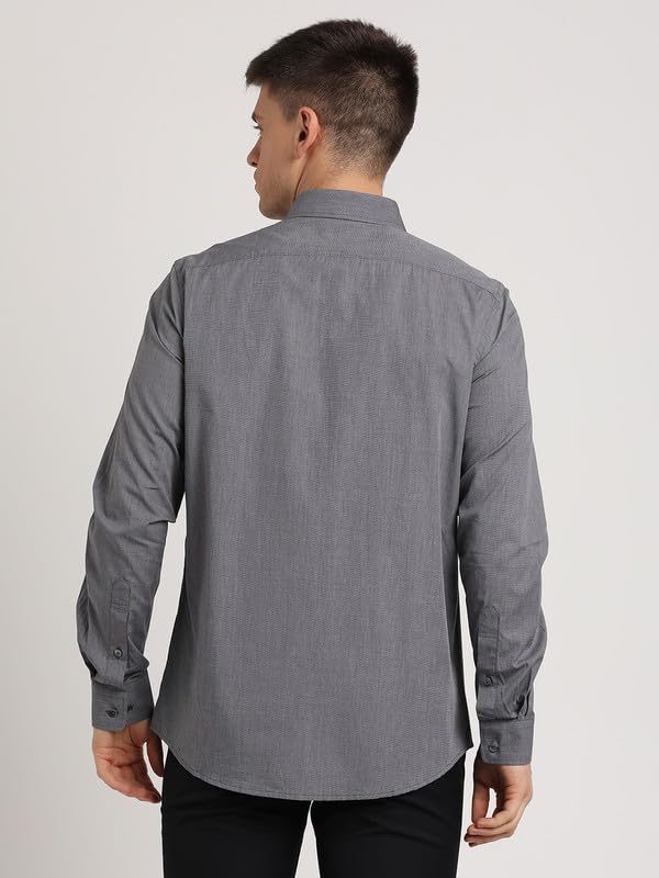Turtle Men 100% Cotton Grey Solid Regular Fit Formal Shirt