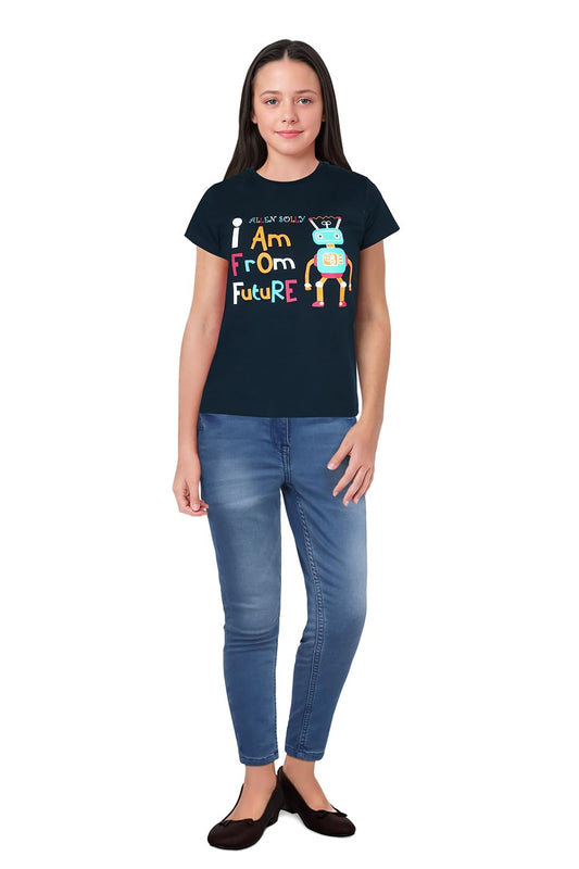 Allen Solly Girls Regular Fit Printed Graphic Casual Short Sleeve T-Shirt