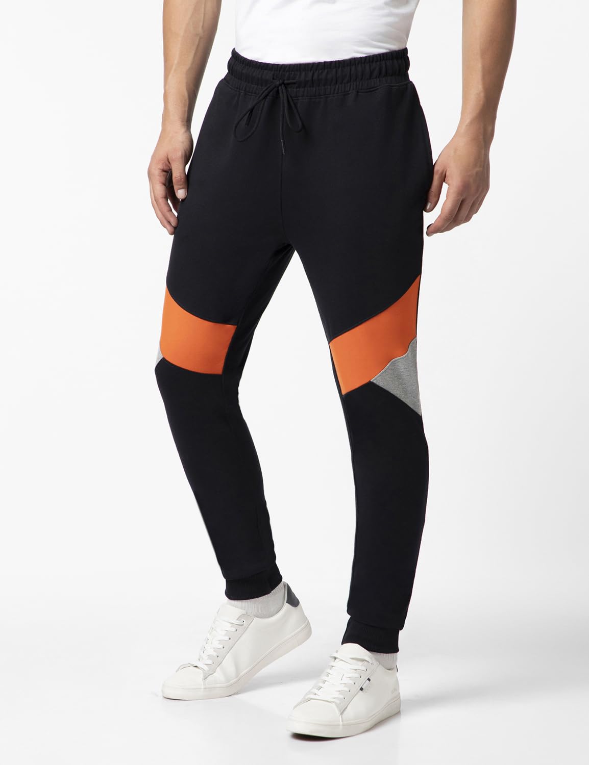 FYLTR Mens Colourblock Joggers with Elasticated Waist and Contrast Drawstrings