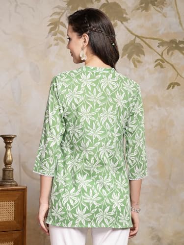 Stylum Womens Tropical Printed Cotton Empire Top