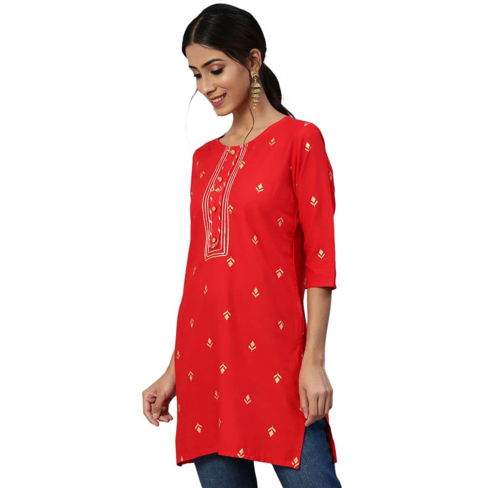 anubhutee Women's Viscose Regular Ethnic Motifs Printed Kurti