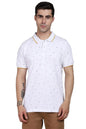 Dennis Lingo Mens Cotton White Tropical Polo T-Shirt
