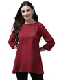 Aarika Womens Regular Fit Tunic Shirt (TP-W-SM-9509_Maroon L)