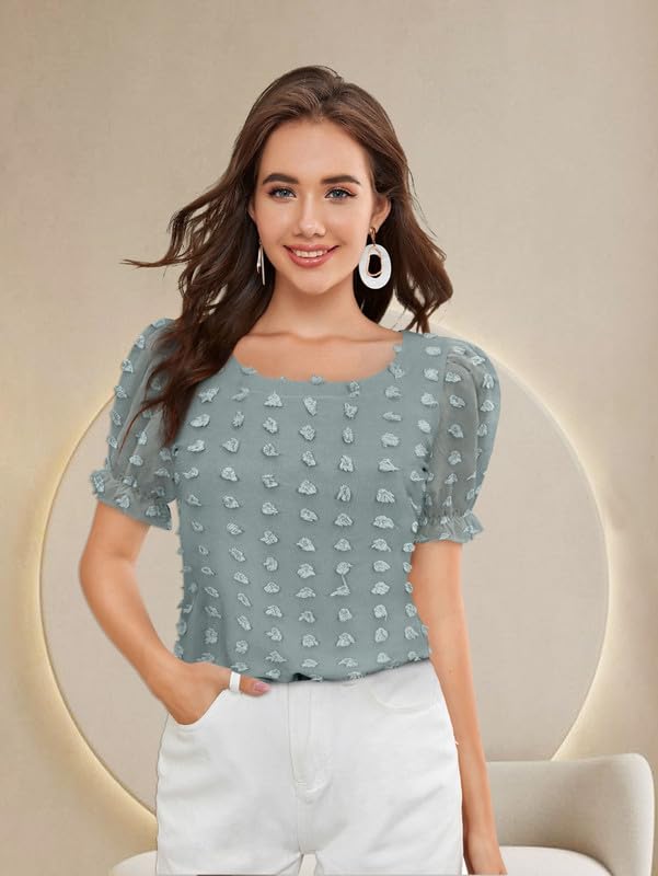Toochki Womens Sea Green Dobby Georgette Woven Straight Western Top | Winter Top | Western Top | Top for Women | Latest Women T