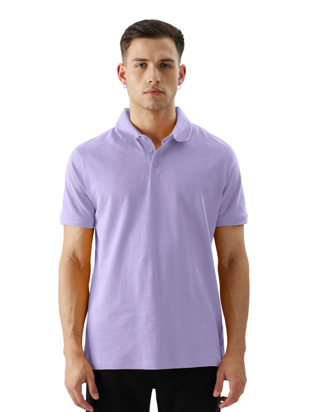 The Souled Store Solid: Deep Lavender Men and Boys Short Sleeve Collared Neck Regular Fit Polos