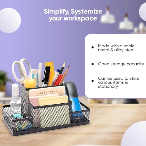 YAJNAS Bileder Metal Stationery Items Organizer for Office and Home Table Top Pen Pencil Holder | Desk Organiser Or Study, Makeu
