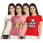Preneum Womens Cotton Regular Fit Latest Graphic Stylish Printed Short Sleeves Casual T-Shirt || Latest Style (Pack 4), Beige &