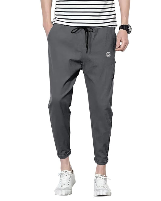 Eyebogler MenS Solid Brand Logo Track Pants Charcoal Grey
