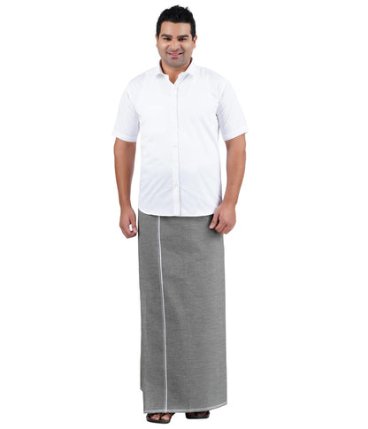 Prakasam Cotton Mens Premium Kfc Plain Welcro Pocket Dhoti (Kfc-Pln-Ash)