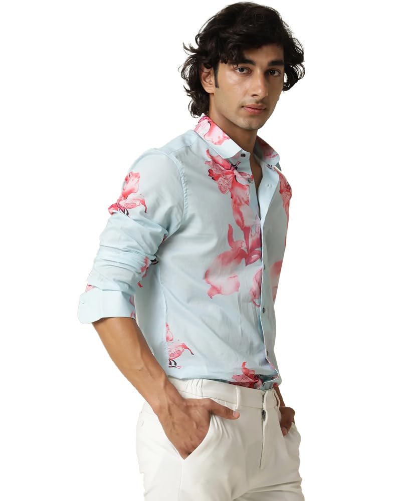 Eyebogler Men Regular Fit Printed Spread Collar Casual Shirt