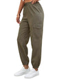 TAGAS Womens Solid Flap Pocket Side Drawstring Waist Cargo Pants || Cargo for Women Khaki