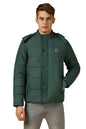 Dennis Lingo Men Teal Solid Regular Fit Full Sleeve Hooded Padded Jacket