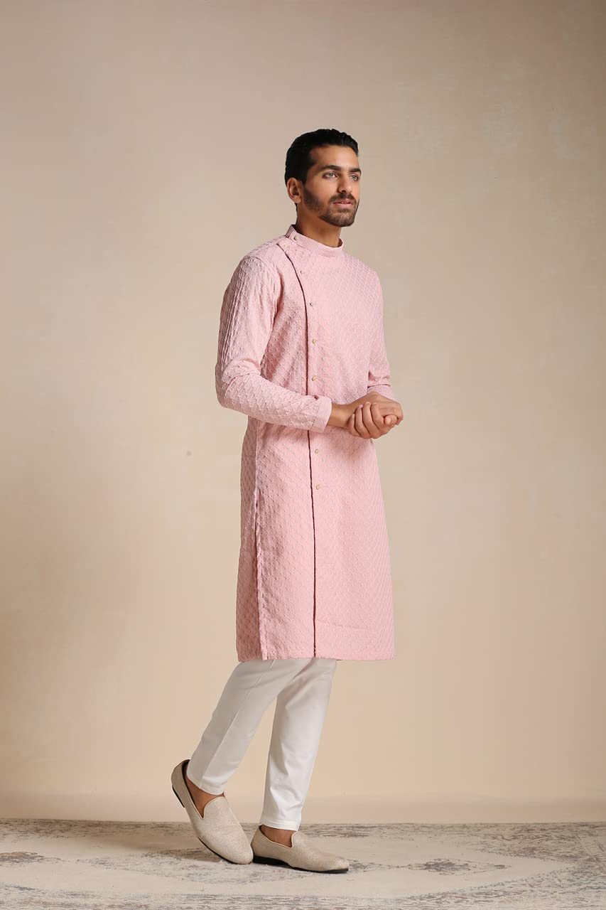 Manyavar Kurta Set For Men, Full Sleeves Mandarin Collar Ethnic MenS Kurta Set For Engagement, Wedding, Party Blended Cotton Em