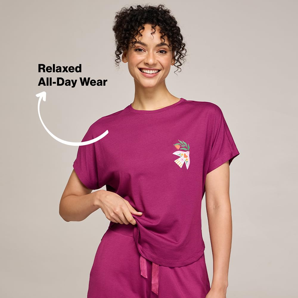 Nykd (Nys931 Soft Modal Cotton Sleepwear T Shirt For Women | Relaxed Fit Top With Round Neck & Extended Sleeves | Perfect For Ni