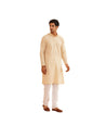 SOJANYA (Since 1958, Men's Cotton Embroidered With Gold Seqence & White Pyjama Set::Size-40