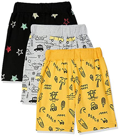 T2F Boys Cotton Printed Regular Fit Shorts(Pack of 3) Multicolour