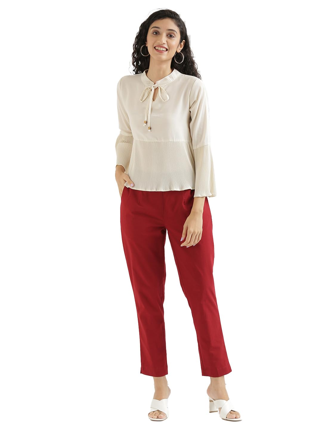 Digital Shopee Women Cotton Pant Stretchable Regular Slim Fit Trouser | Pocket Pants For Office | Cotton Casual Pant For WomenS