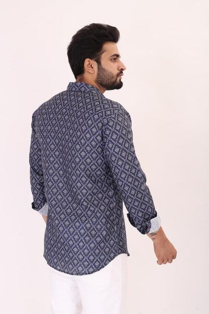 Brown Culture MenS Cotton Blend Abstract Print Shirt With Spread Collared Full Sleeves Standard Length And Button Down Closure