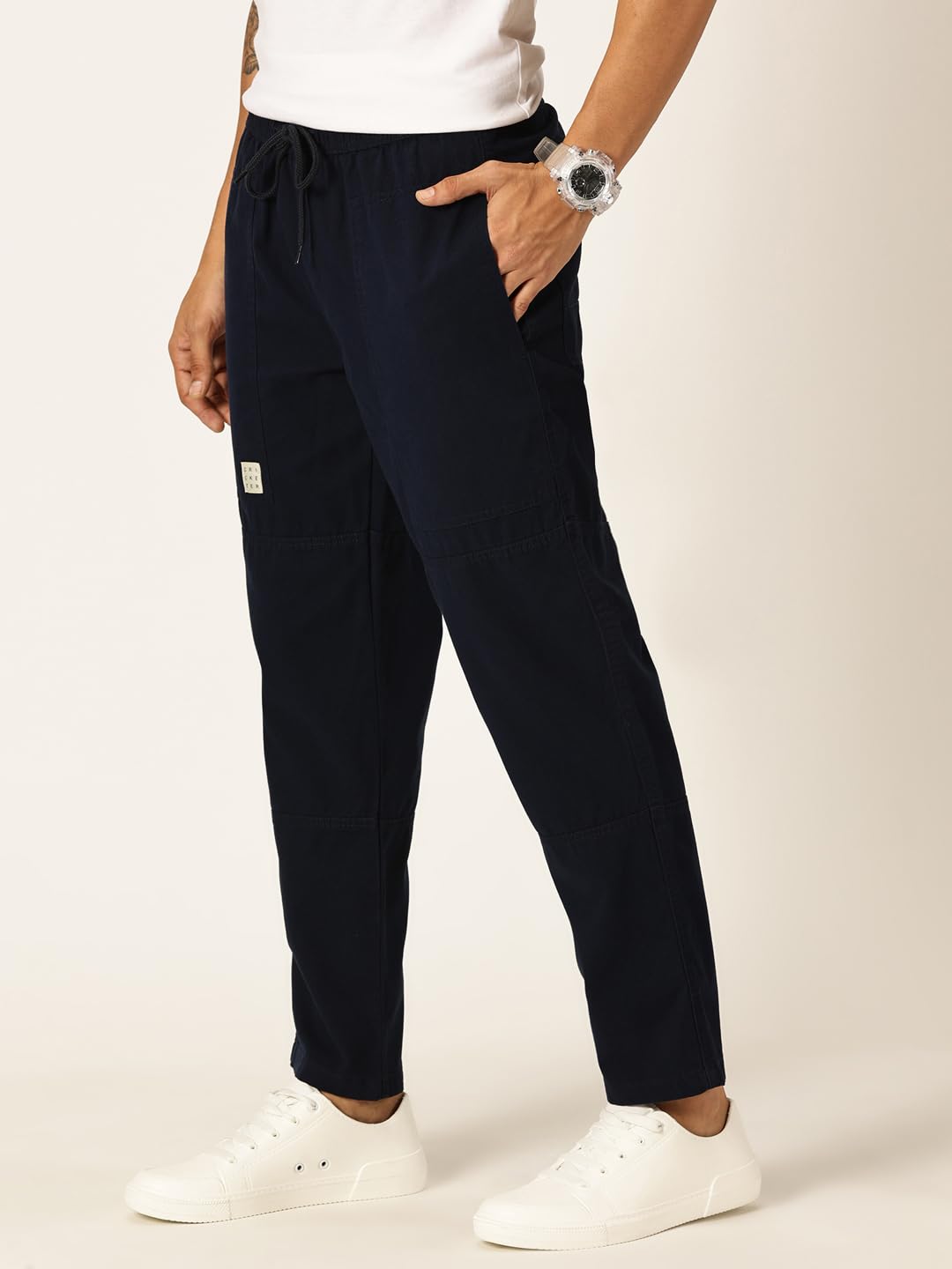 Thomas Scott Mens Relaxed Fit Pure Cotton Trousers Navy