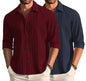 Deelmo Combo Of MenS Casual Button Down Shirts Long Sleeve Linen Shirt Fashion Textured Summer Shirts Pack Of 2