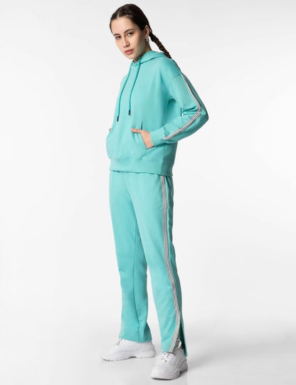 FYLTR Womens Drop Shoulder Hoodie & Joggers Set With Contrast Branded Tape on Sleeve and Jogger Side Seam - Rib Hem & Cuff | Sl