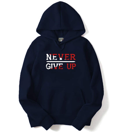 ADRO Never Give Up Design Printed Hoodies/Sweatshirts for Men & Women (H20-M-NGU-NB_Navy)