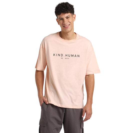Nobero MenS Solid Oversized Fit T-Shirt (1M-Twrt-C0731_Blush