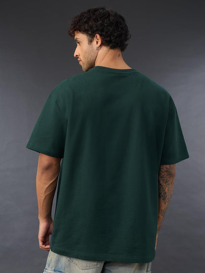 The Souled Store Tom & Jerry: Mischievous Men and Boys Short Sleeves Round Neck Green Embroidered Casual Lightweight Cotton Over