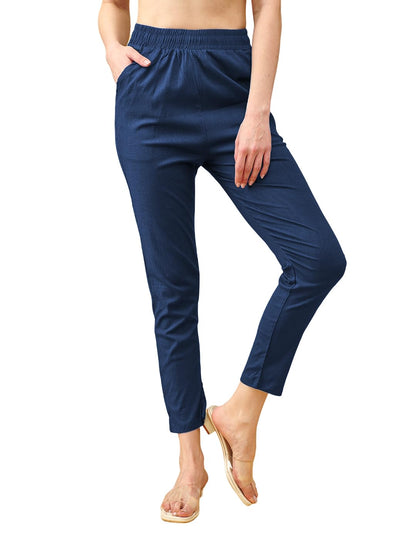 Lyra Cotton Pant For Women  Stylish & Comfortable Slub Cotton Blend With Lycra | Plus Fit | Cross Pocket Design | Color Lock Tec