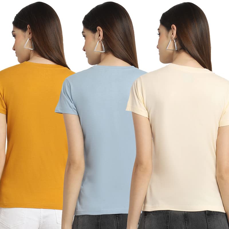 Preneum Womens Cotton Regular Fit Latest Graphic Stylish Printed Short Sleeves Casual T-Shirt || Latest Trendy & Style (Pack 3)