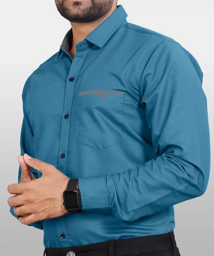 CB-COLEBROOK Mens Regular Fit Solid Soft Touch Cotton Casual Shirt with Pocket Design with Spread Collar & Full Sleeves (Availa